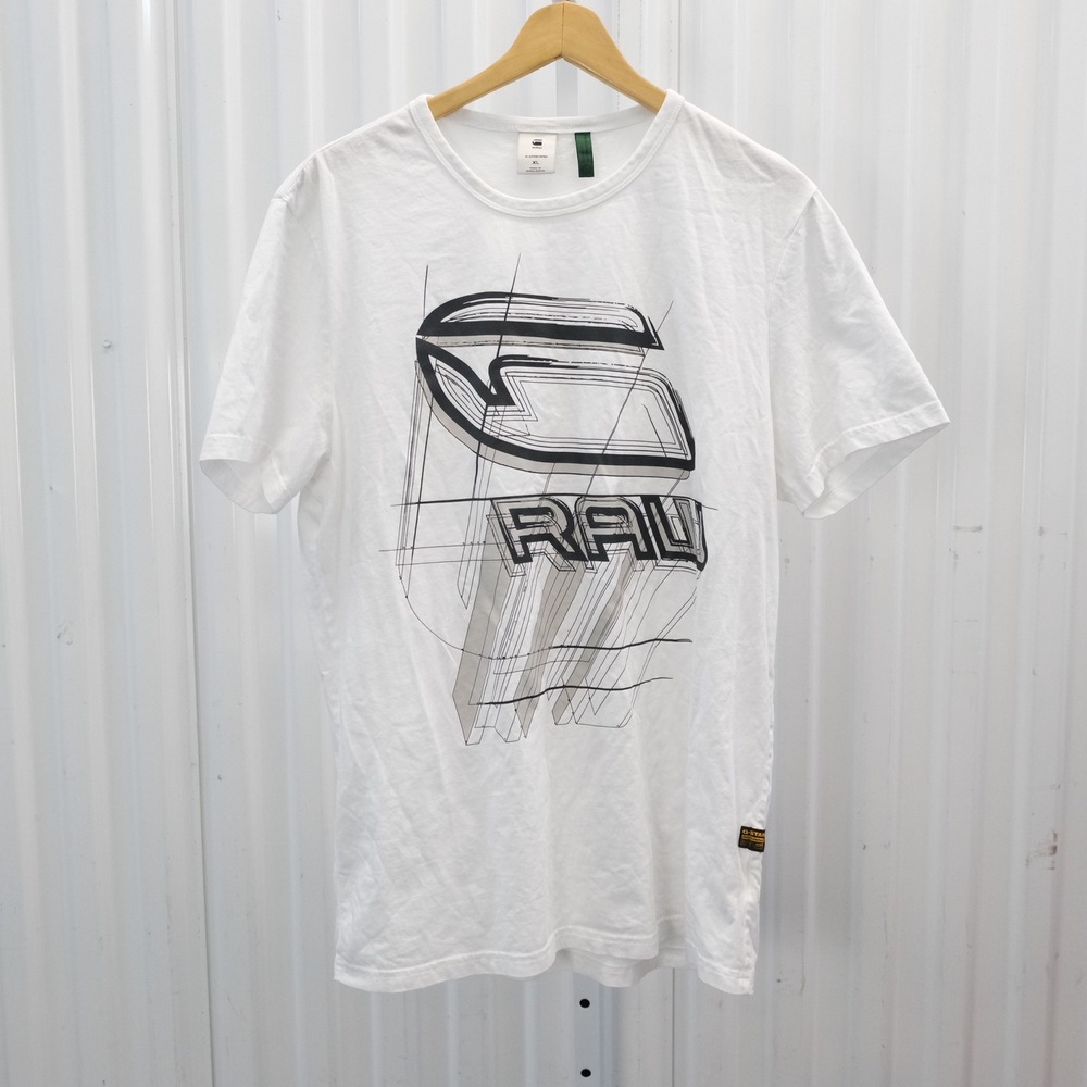 G Star Raw Men XL White Graphic Print T Shirt Short Sleeve‎ Tee